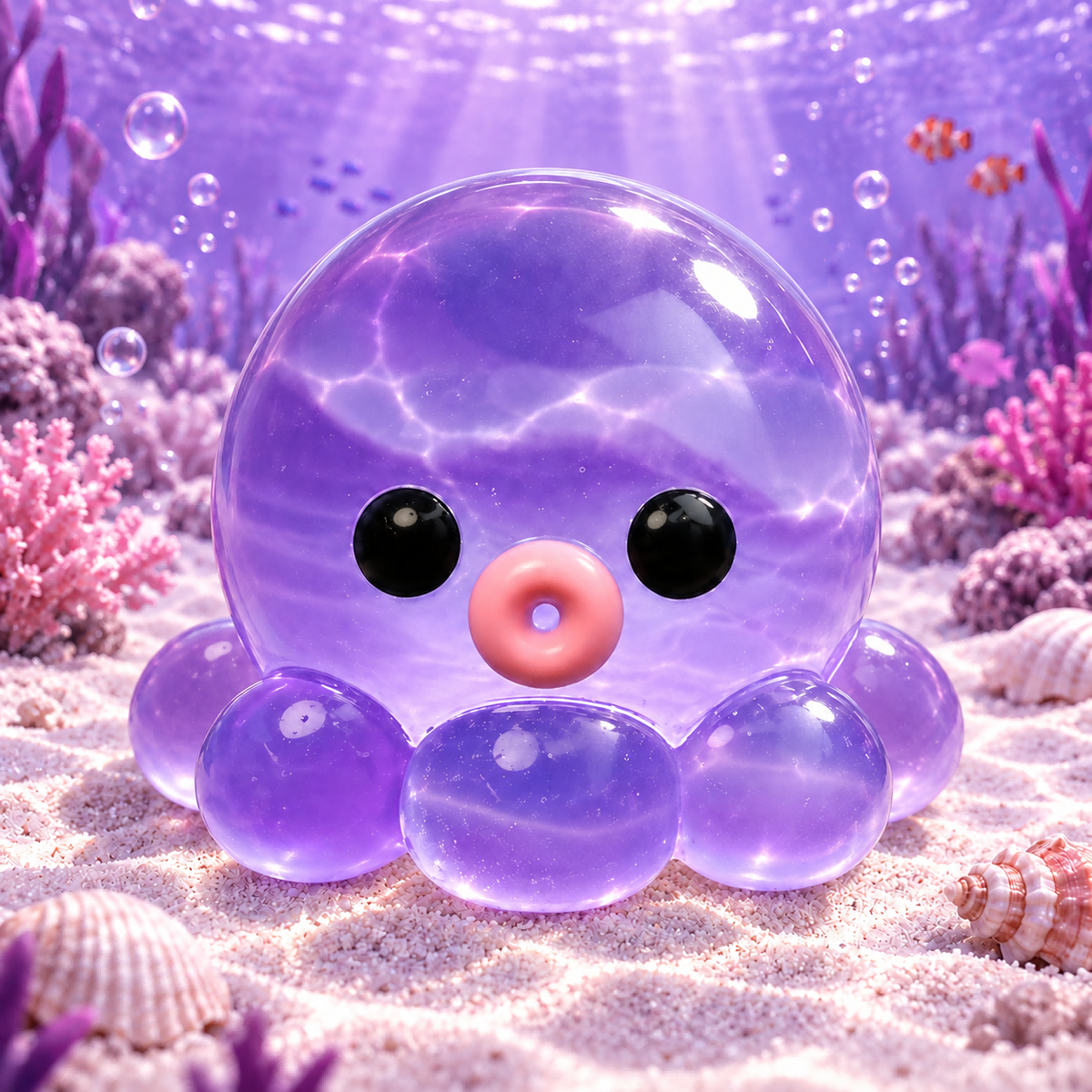 Transparent Purple Bubble-Blowing Octopus Squishy — product image
