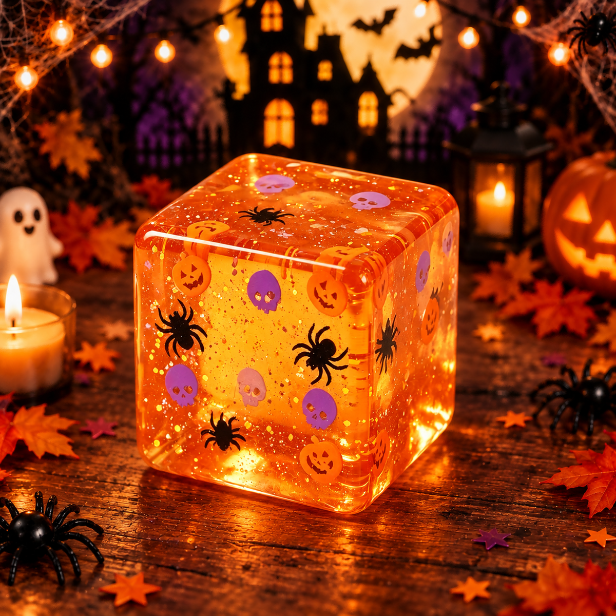Orange Spider Ice Cube Squishy — product image